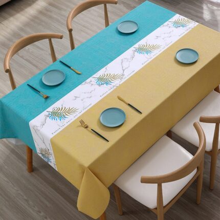 Nordic Style Tablecloth Stitching Color Waterproof Dinning Table Cover Wedding Party Rectangular Table Cloth Home Kitchen Decor