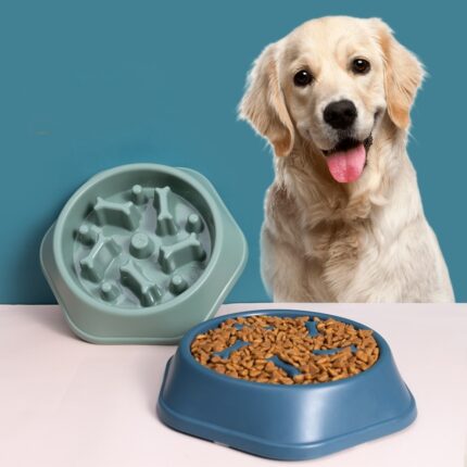 Pet Feeding Food Bowls Anti Choking Slow Feeder PP Plastic Dish Bowl Home Dog Eating Plate Anti Gulping Bowl Supplies